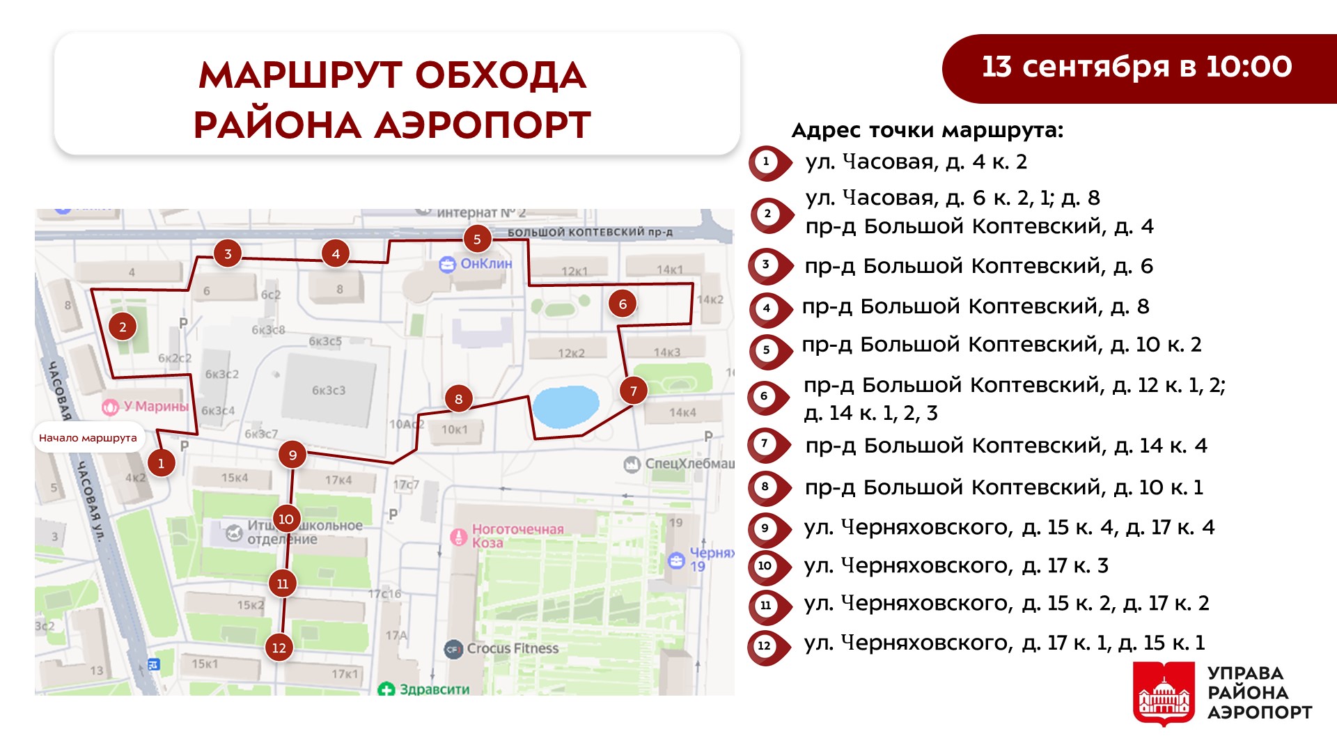 Обход главы управы района Аэропорт 13.09.2025 г.
