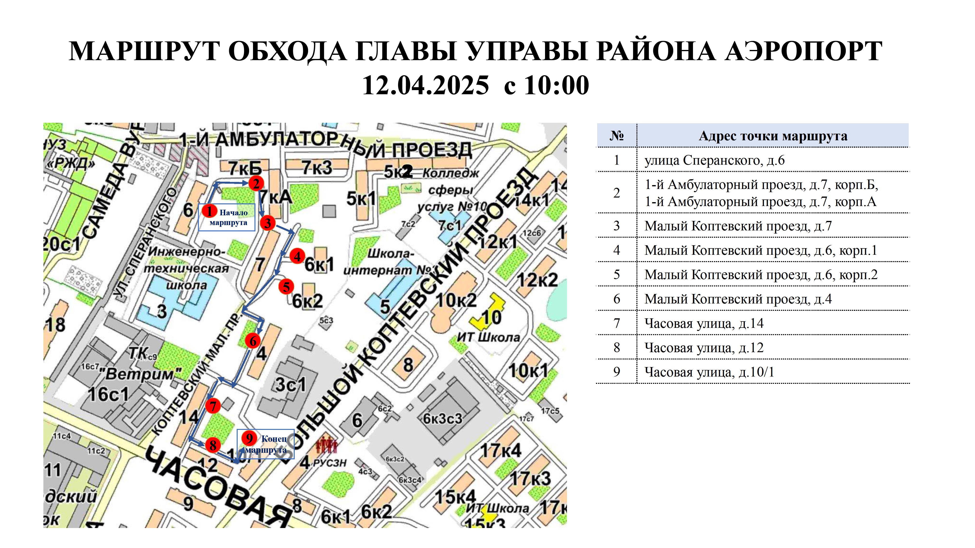 Обход главы управы района Аэропорт 12.04.2025 г.